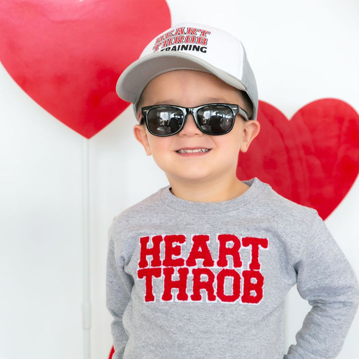 Heart Throb in Training Valentine's Day Trucker Hat - Gray/White