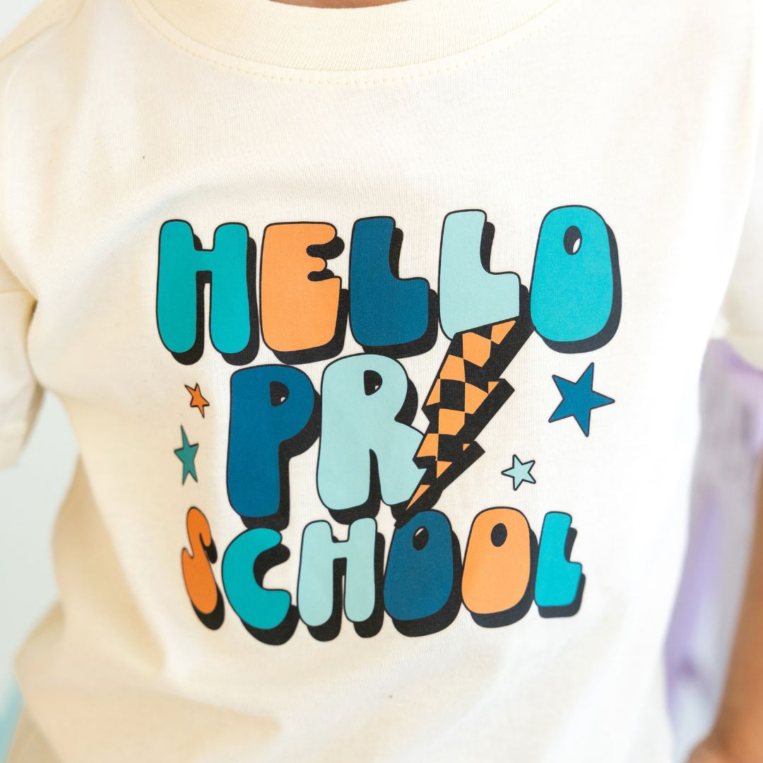 Hello Preschool Short Sleeve T-Shirt - Natural