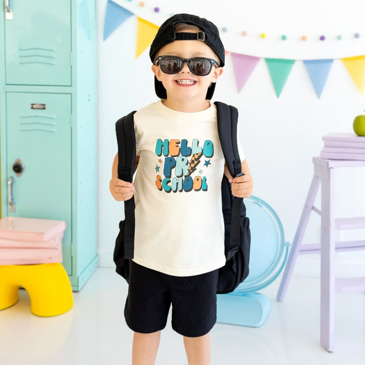 Hello Preschool Short Sleeve T-Shirt - Natural