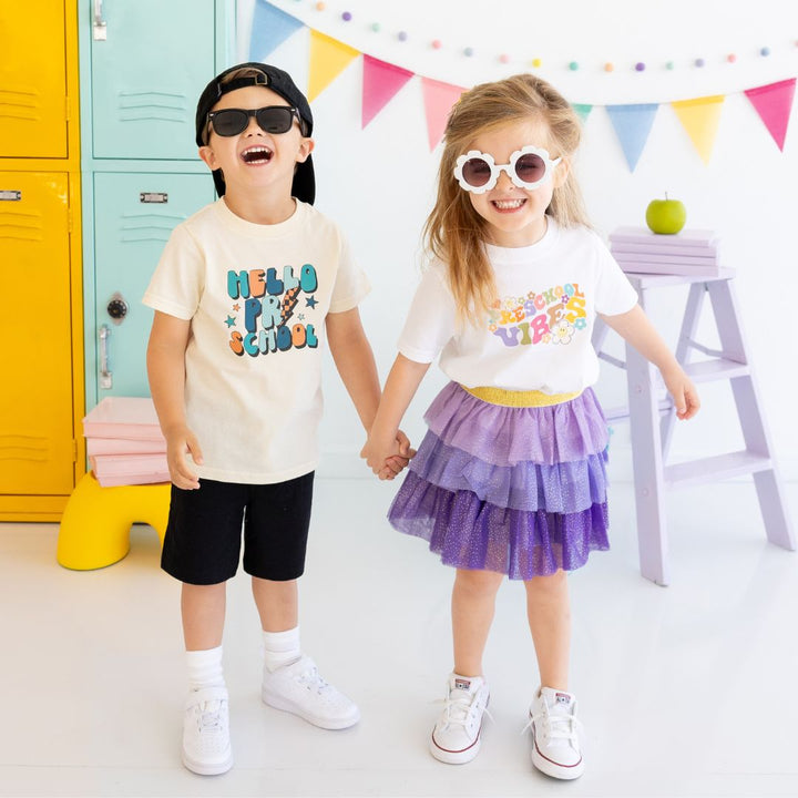 Hello Preschool Short Sleeve T-Shirt - Natural