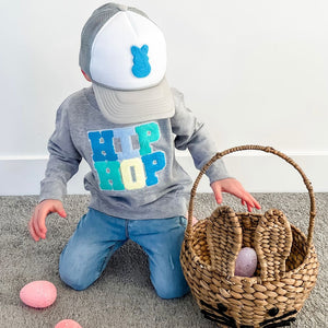 Boy Bunny Patch Easter Trucker Hat - Gray/White