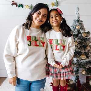 Holly Jolly Patch Christmas Sweatshirt - Natural