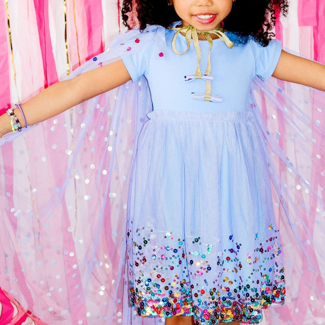 Lavender Confetti Short Sleeve Tutu Dress