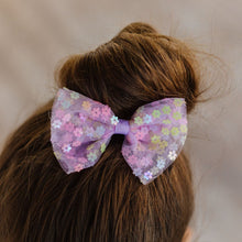 Load image into Gallery viewer, Lavender Confetti Flower Bow Clip