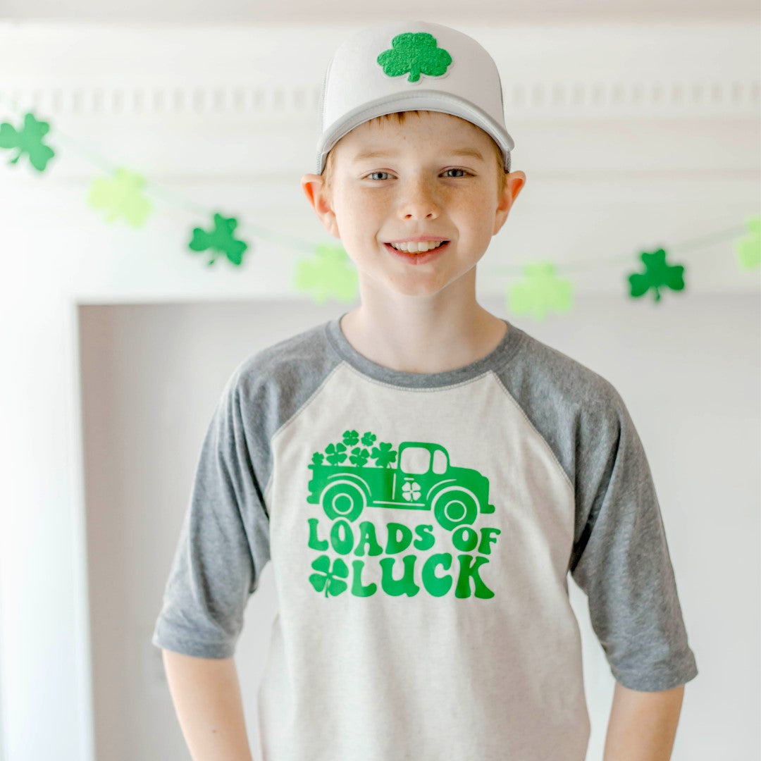 Shamrock Patch St. Patrick's Day Trucker Hat - Gray/White