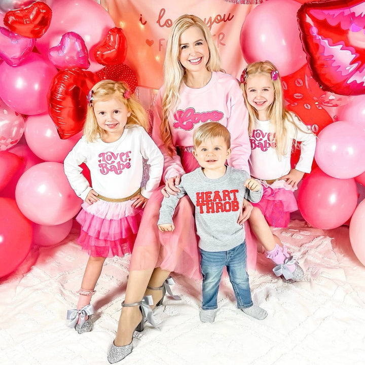 Love Script Patch Valentine's Day Adult Sweatshirt - Pink