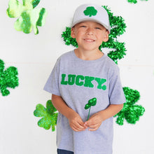 Load image into Gallery viewer, Shamrock Patch St. Patrick&#39;s Day Trucker Hat - Gray/White