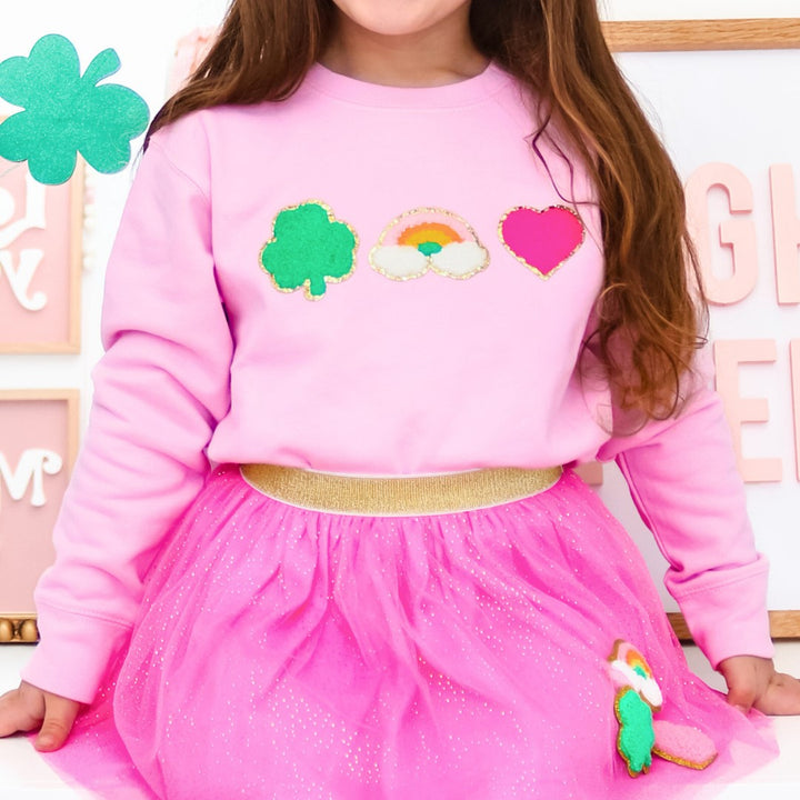 Lucky Treats Patch St. Patrick's Day Sweatshirt - Pink