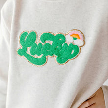 Load image into Gallery viewer, Lucky Script Patch St. Patrick&#39;s Day Sweatshirt - Natural