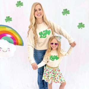 Lucky Script Patch St. Patrick's Day Adult Sweatshirt - Natural