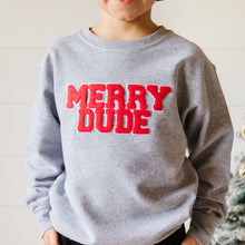 Load image into Gallery viewer, Merry Dude Patch Christmas Sweatshirt - Gray