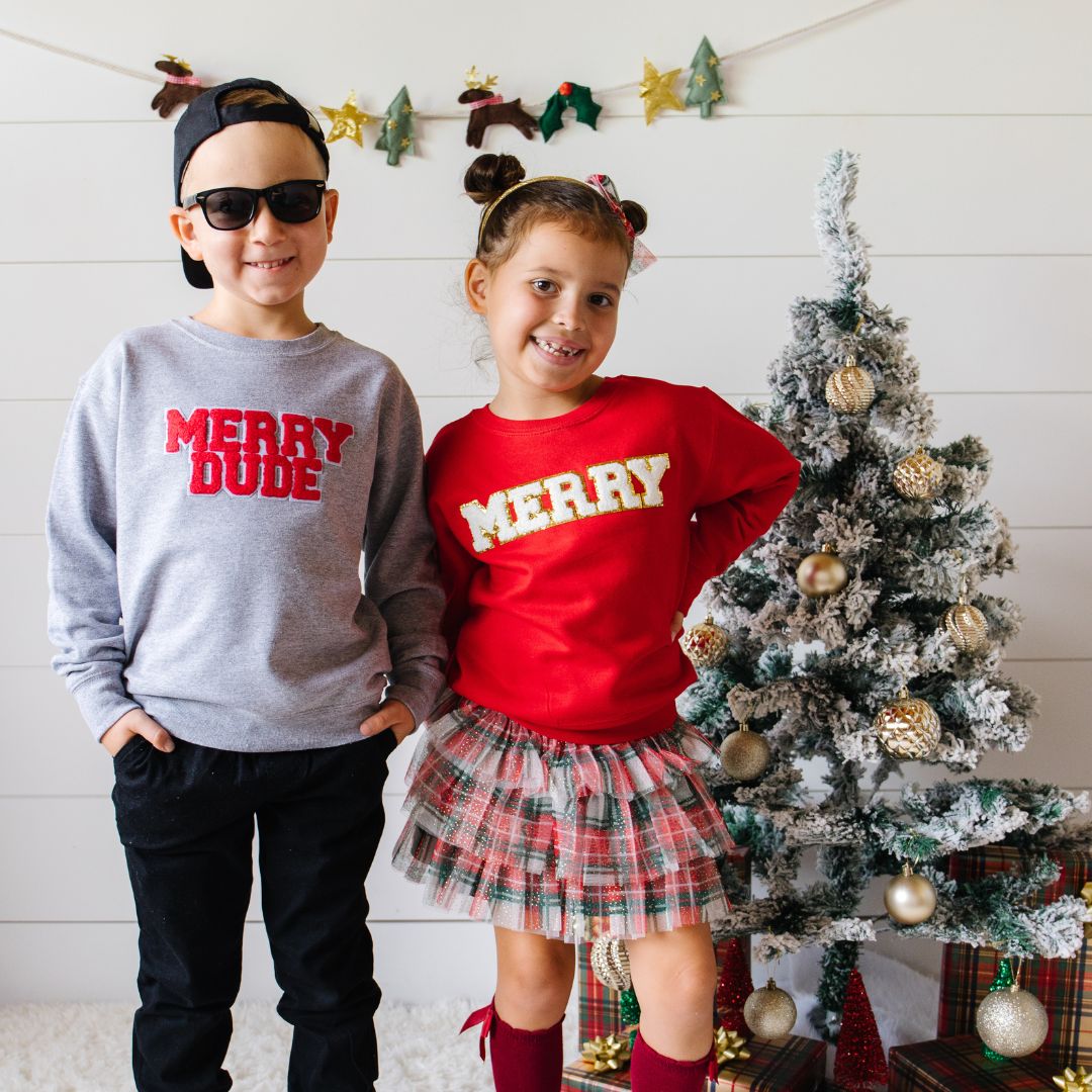 Merry Patch Christmas Sweatshirt - Red