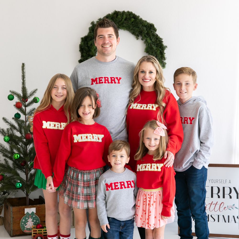 Merry Patch Christmas Sweatshirt - Gray