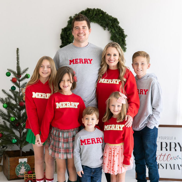 Merry Patch Christmas Sweatshirt - Gray