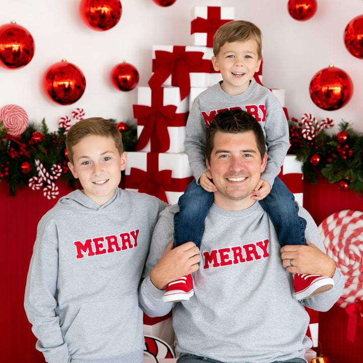 Merry Patch Christmas Sweatshirt - Gray