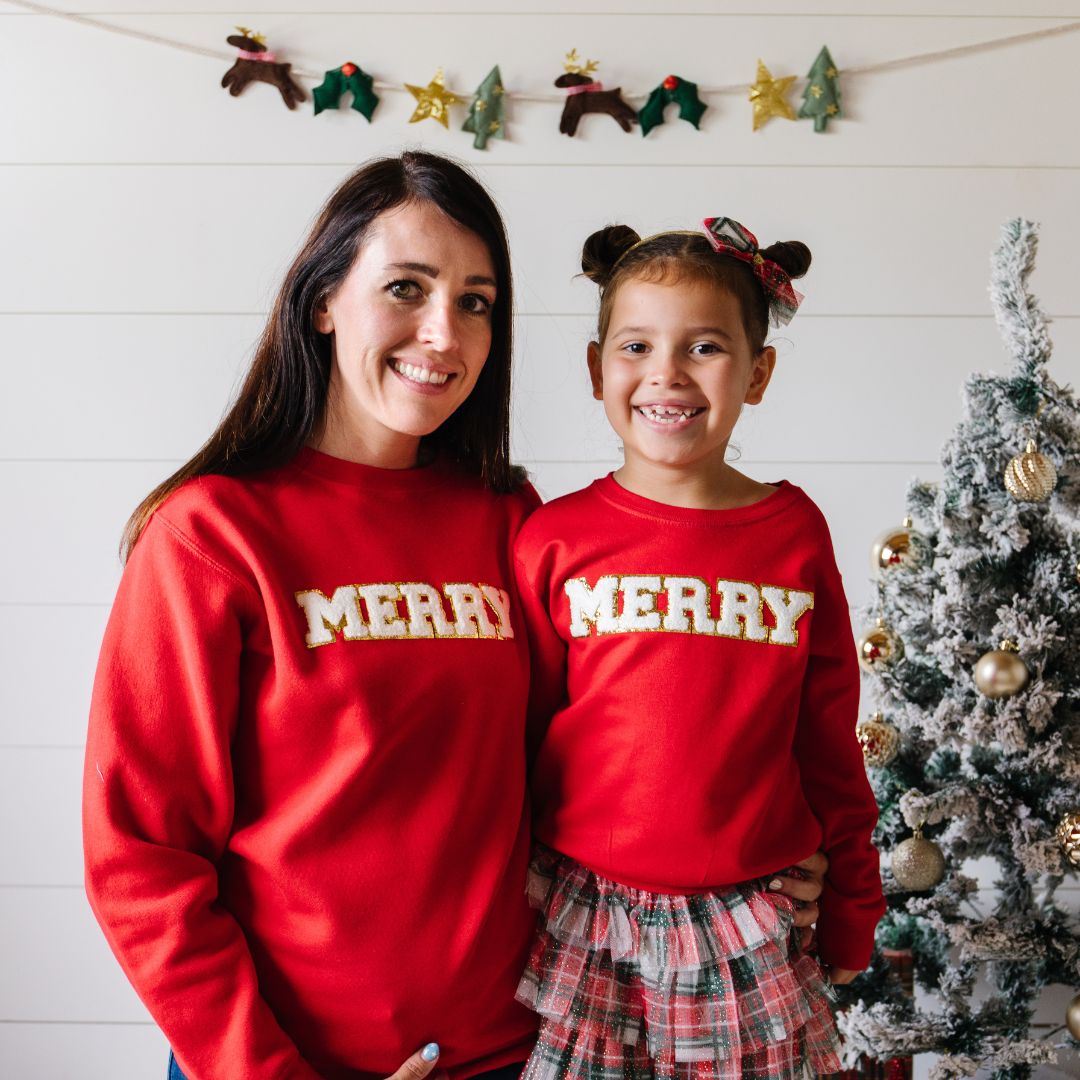 Merry Patch Christmas Adult Sweatshirt - Red