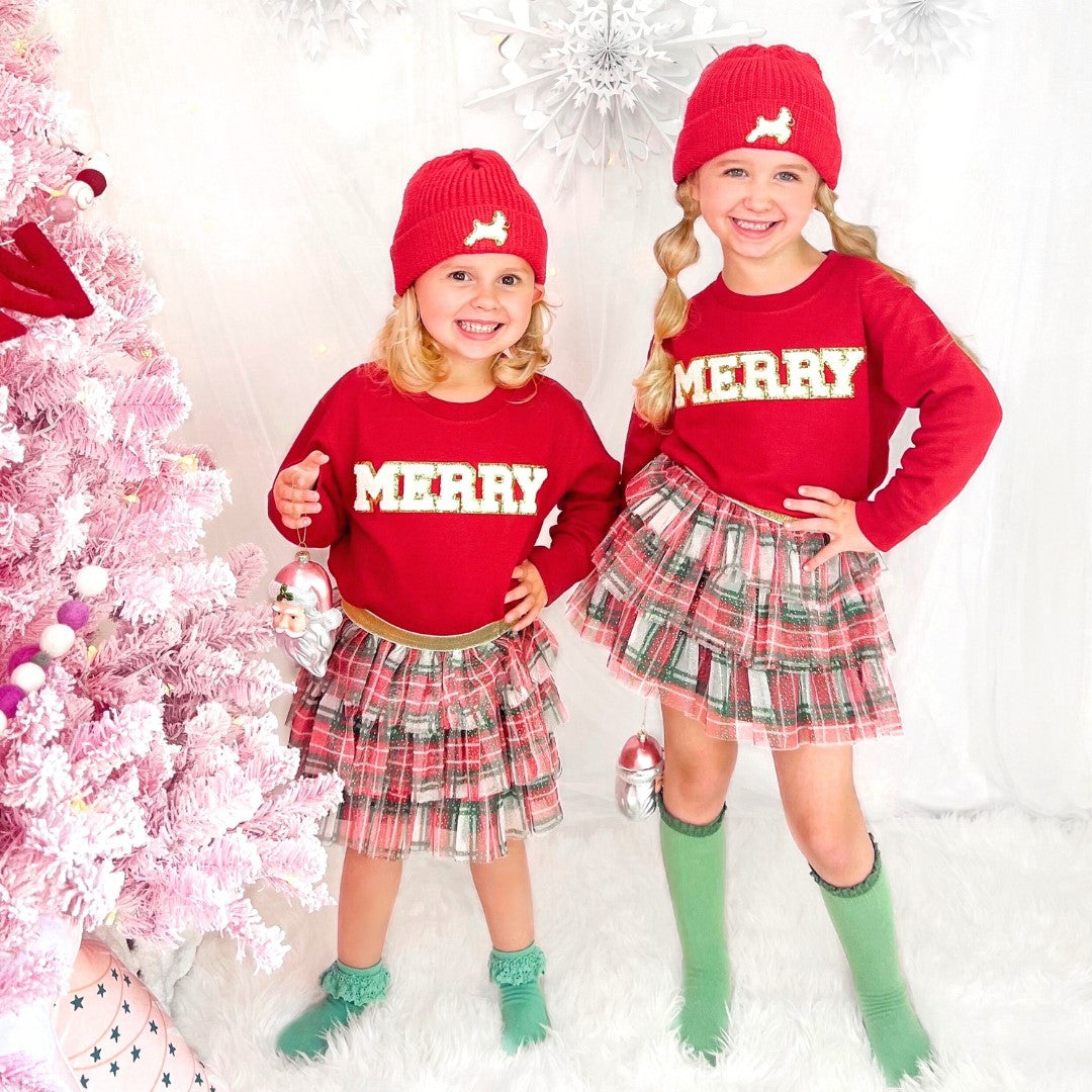 Merry Patch Christmas Sweatshirt - Red