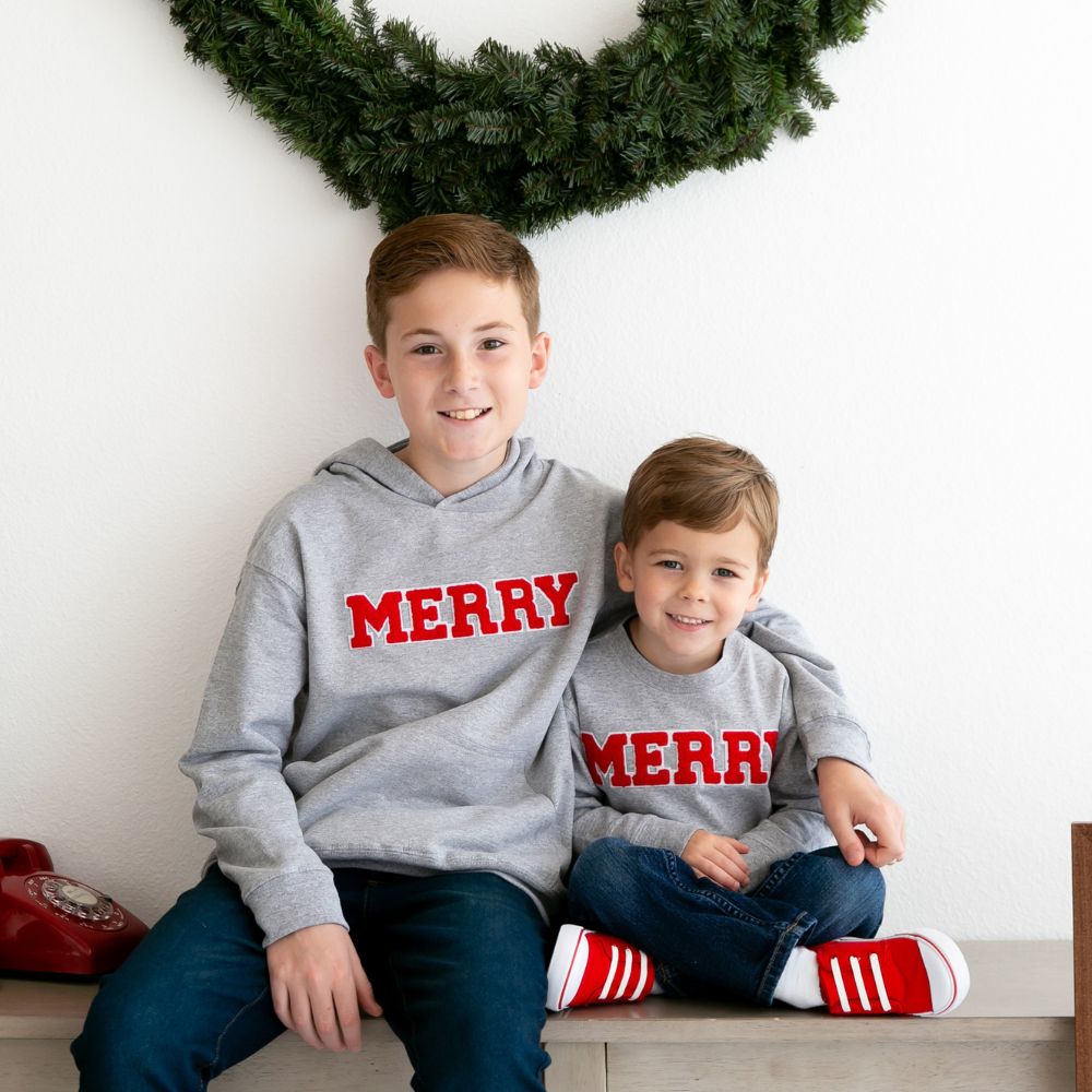 Merry Patch Christmas Sweatshirt - Gray