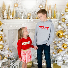 Load image into Gallery viewer, Merry Patch Christmas Youth Hoodie - Gray