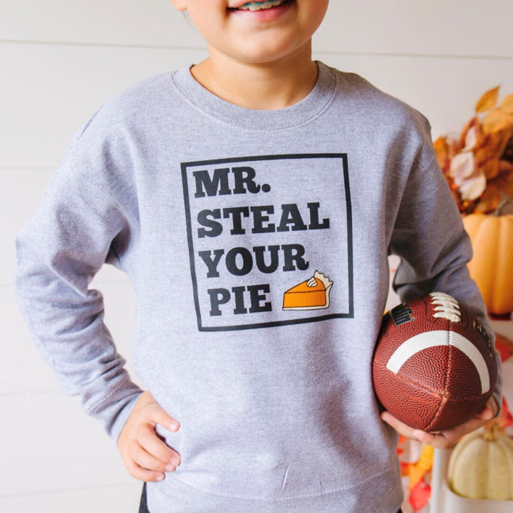 Mr. Steal Your Pie Thanksgiving Sweatshirt - Gray