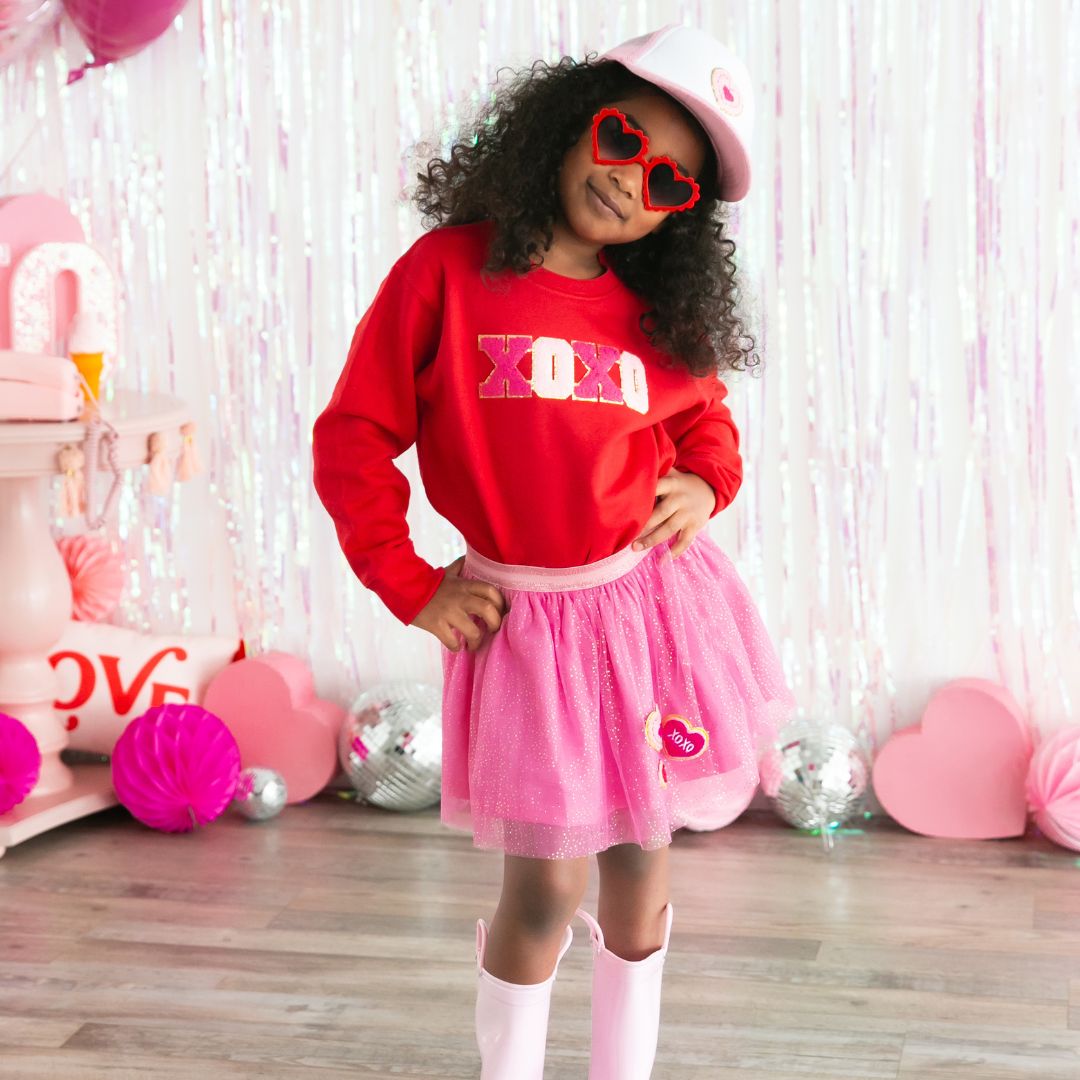 XOXO Patch Valentine's Day Sweatshirt - Red