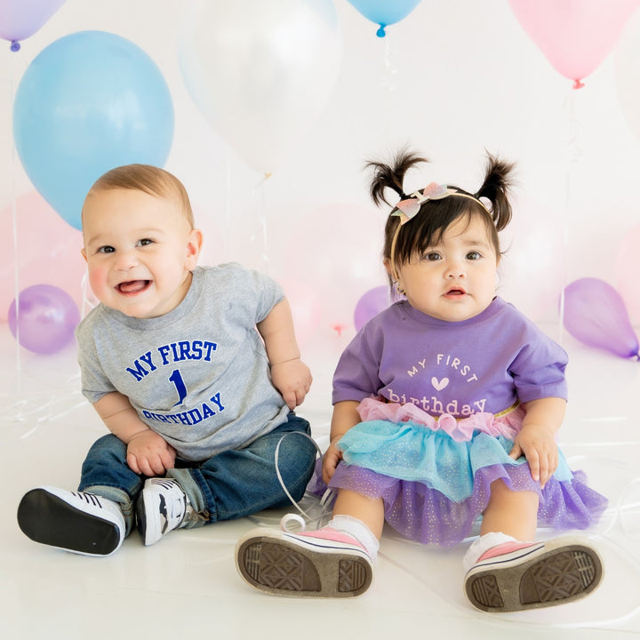 My First Birthday Short Sleeve T-Shirt - Lavender