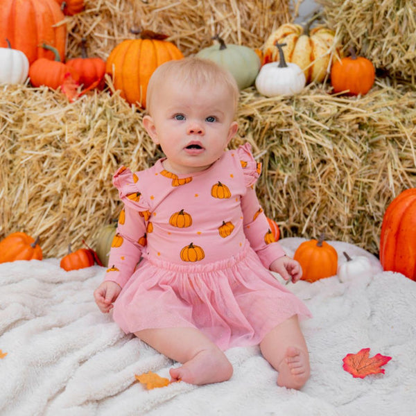 Pumpkin Blush Long Sleeve Tutu Bodysuit