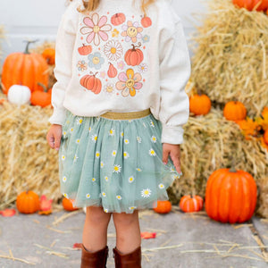 Pumpkin Daisy Doodle Sweatshirt - Natural
