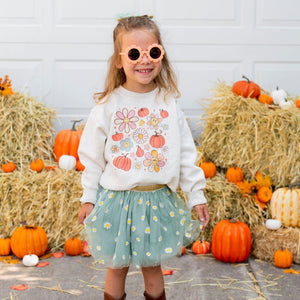 Pumpkin Daisy Doodle Sweatshirt - Natural