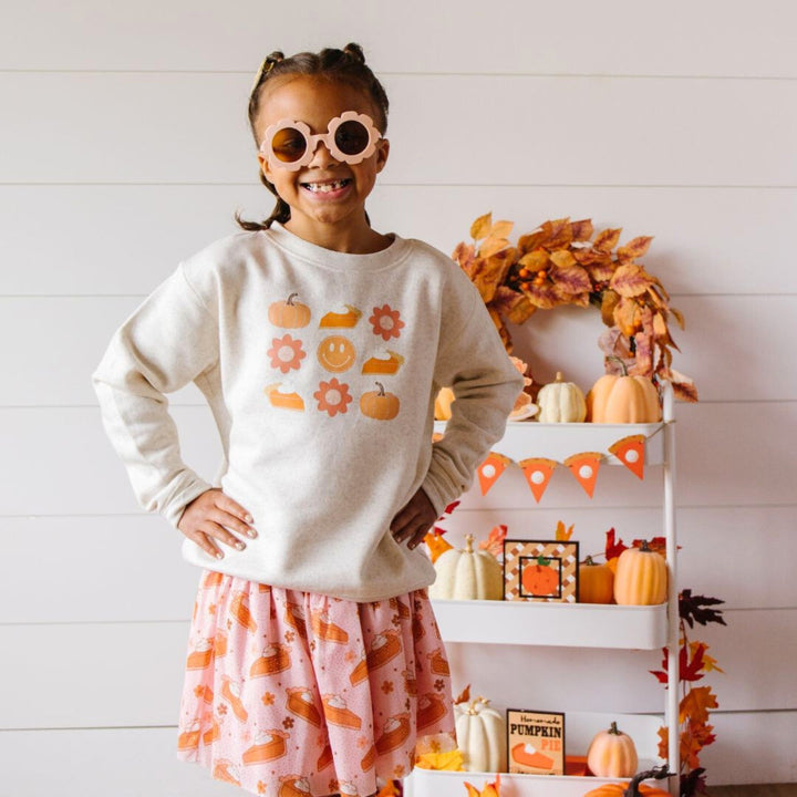 Pumpkin Pie Smiley Thanksgiving Sweatshirt - Natural