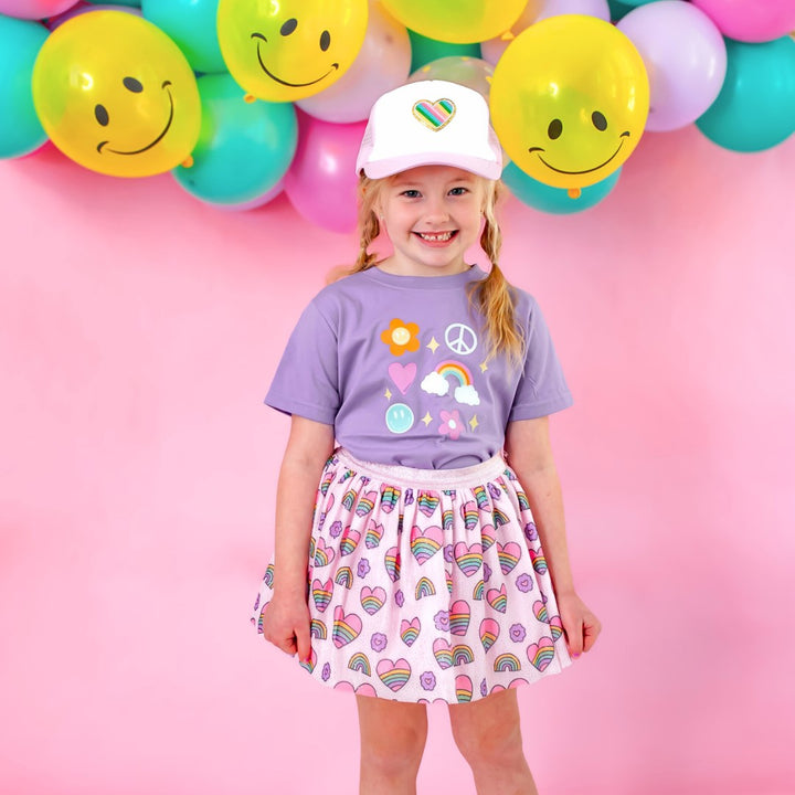 Happy Doodle Short Sleeve T-Shirt - Lavender