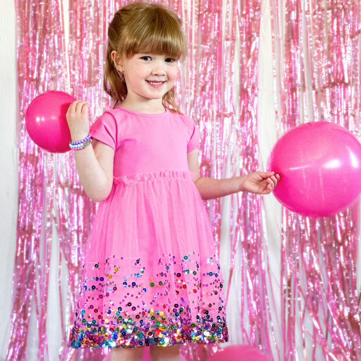 Raspberry Confetti Short Sleeve Tutu Dress