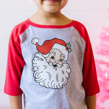 Load image into Gallery viewer, Retro Santa Christmas 3/4 Shirt - Heather/Red