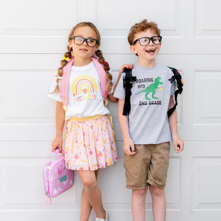 Roaring Into Second Grade Short Sleeve T-Shirt - Gray