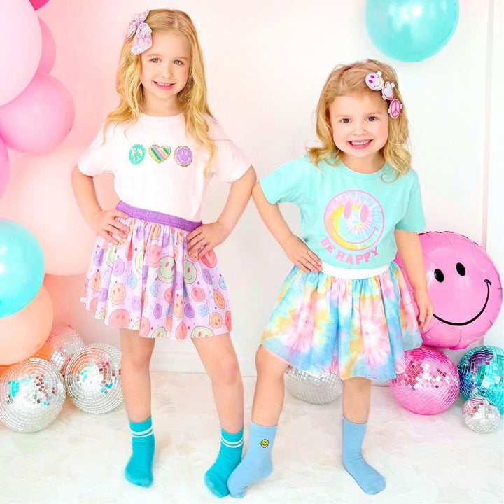 Peace, Love, Smile Patch Short Sleeve T-Shirt - Ballet