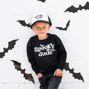 Spooky Dude Halloween Trucker Hat - Black/White