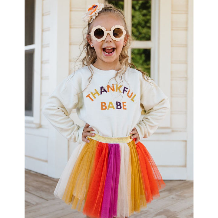 Thankful Babe Multi Thanksgiving Sweatshirt - Natural