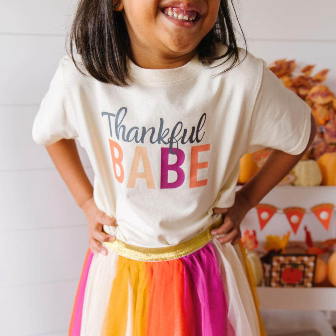 Thankful Babe Thanksgiving Short Sleeve T-Shirt - Natural