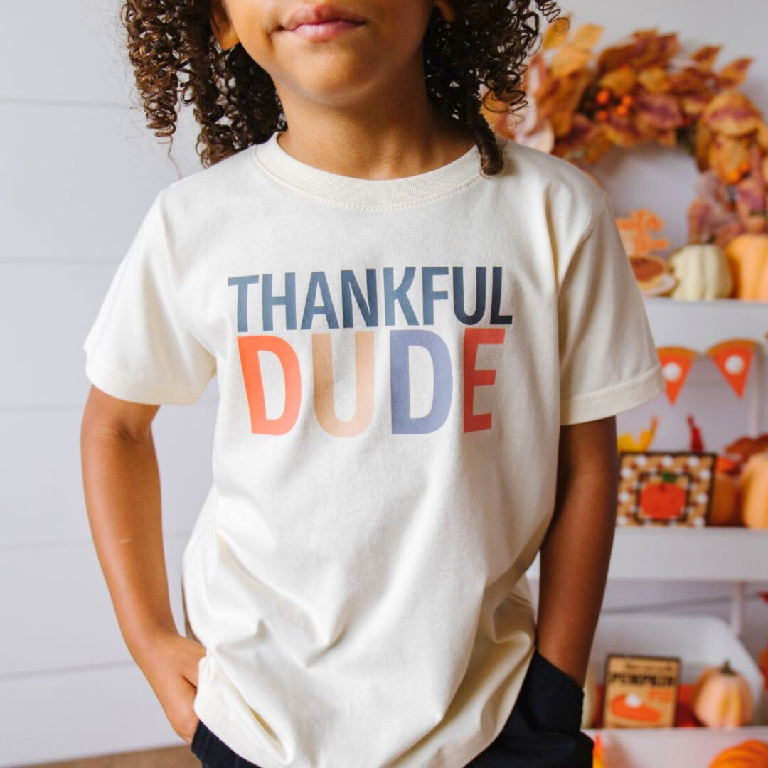 Thankful Dude Thanksgiving Short Sleeve T-Shirt - Natural