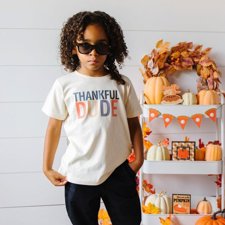 Thankful Dude Thanksgiving Short Sleeve T-Shirt - Natural