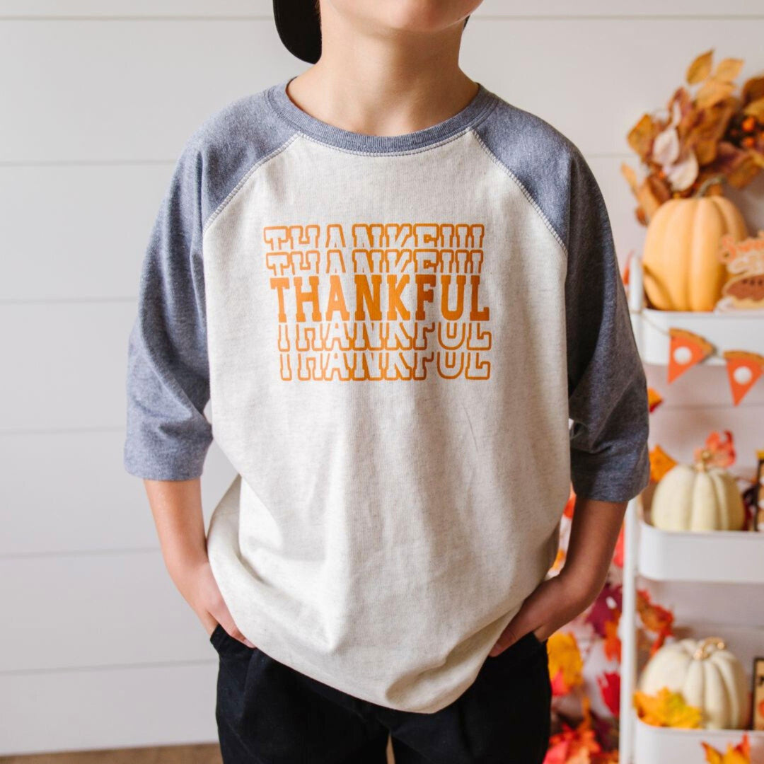 Thankful Echo Thanksgiving 3/4 Shirt - Natural/Heather