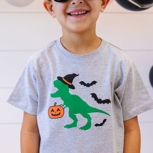 Trick Rawr Treat Halloween Short Sleeve T-Shirt - Gray