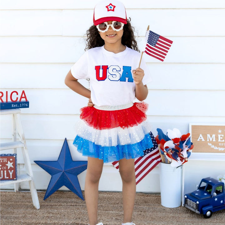 Patriotic Star Patch Trucker Hat - Red/White