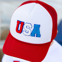 Load image into Gallery viewer, USA Patch Trucker Hat - Red/White