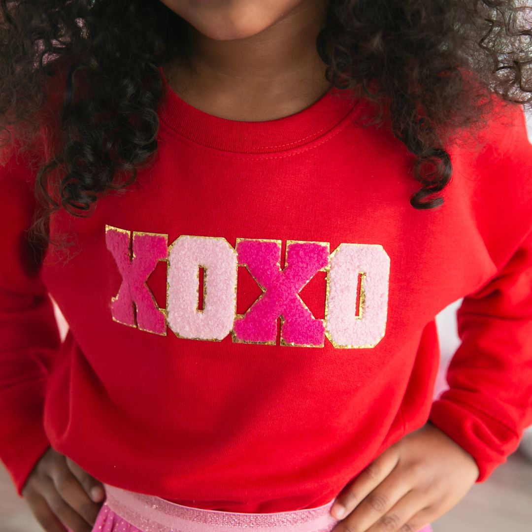 XOXO Patch Valentine's Day Sweatshirt - Red