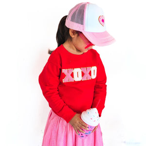 XOXO Patch Valentine's Day Sweatshirt - Red