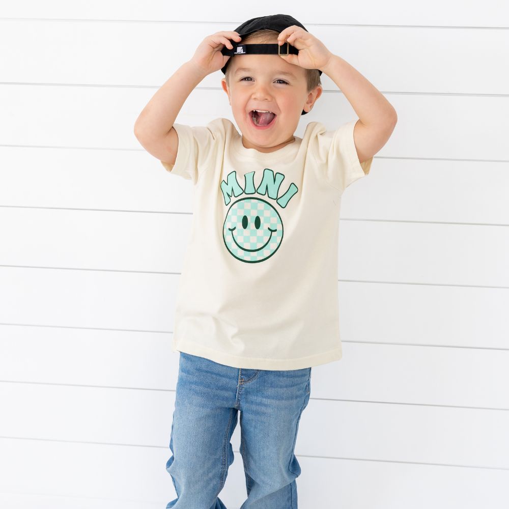 Mini Smiley Checker Short Sleeve T-Shirt - Natural