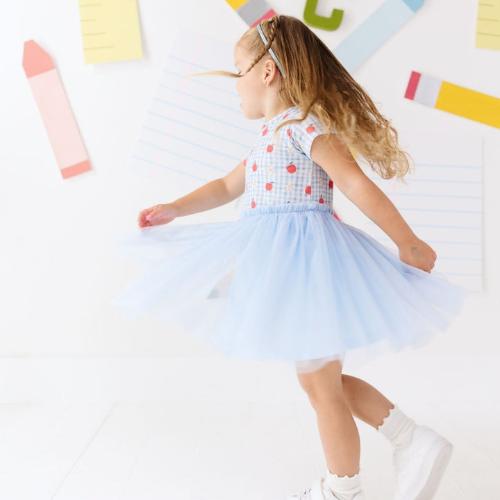 Apple Gingham Short Sleeve Tutu Dress