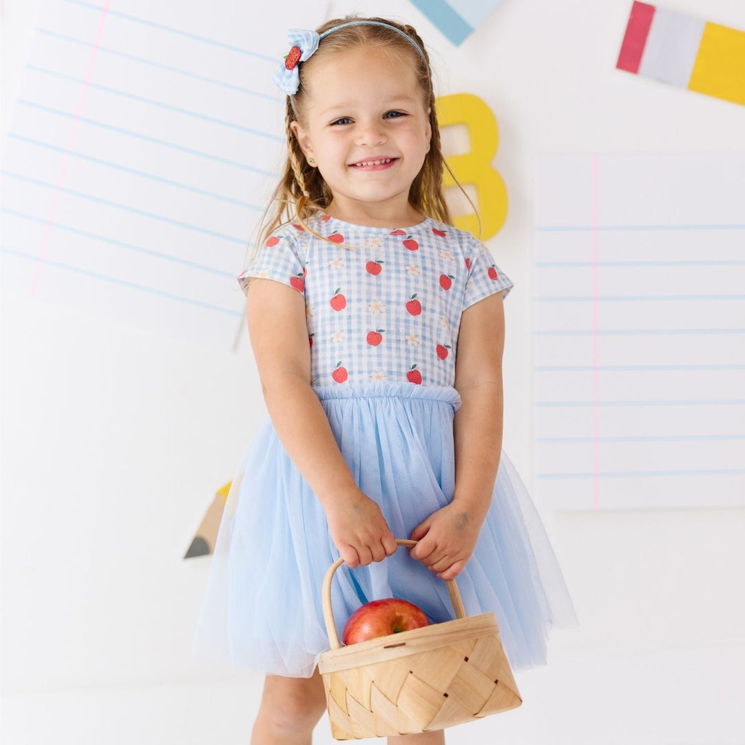 Apple Gingham Short Sleeve Tutu Dress