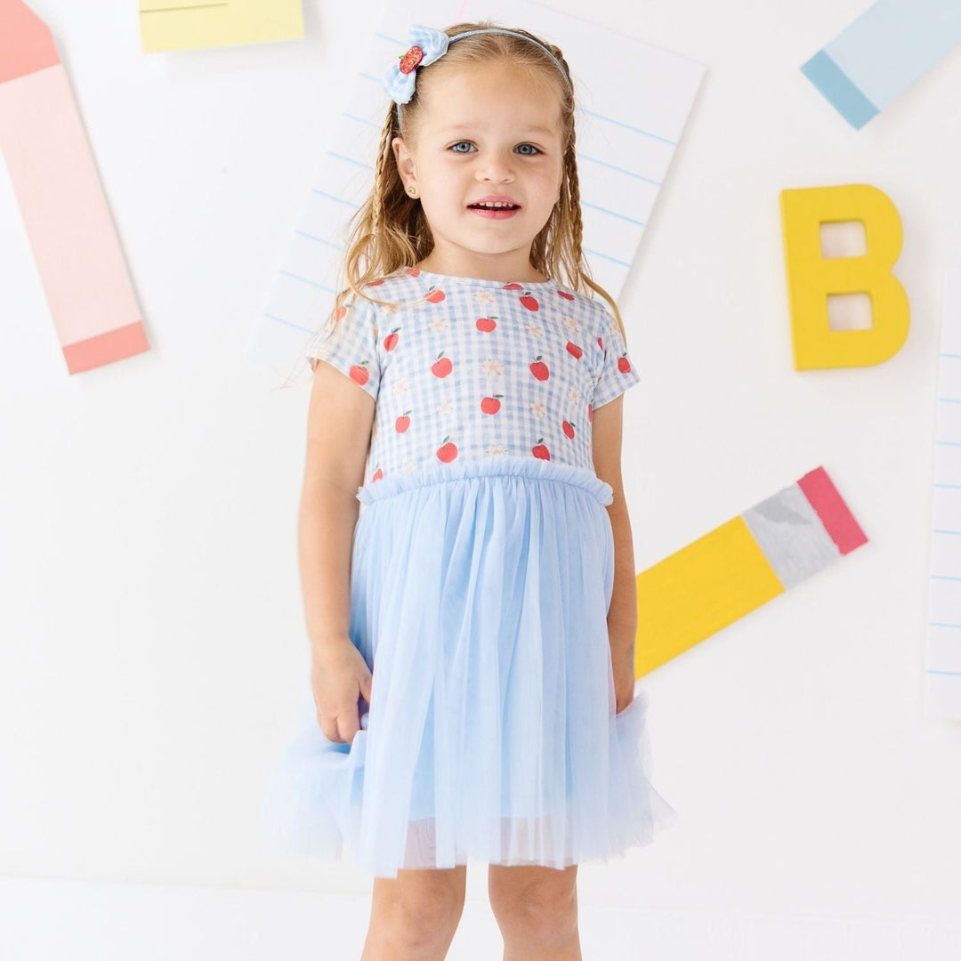 Sweet Wink Little Girls Apple Gingham Short Sleeve Tutu Dress